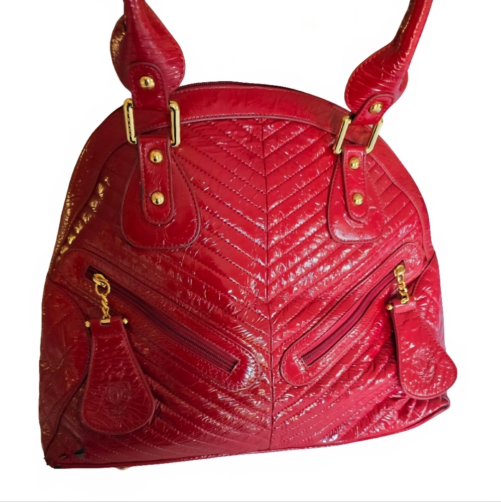 Sharif Original 1827 Designer Purse Red/Black Leather Shoulder Bag *Bonus Tote - Picture 3 of 14